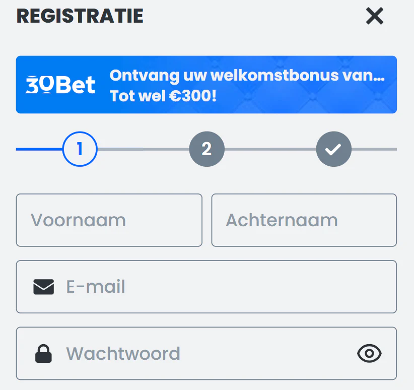 30bet casino registratie